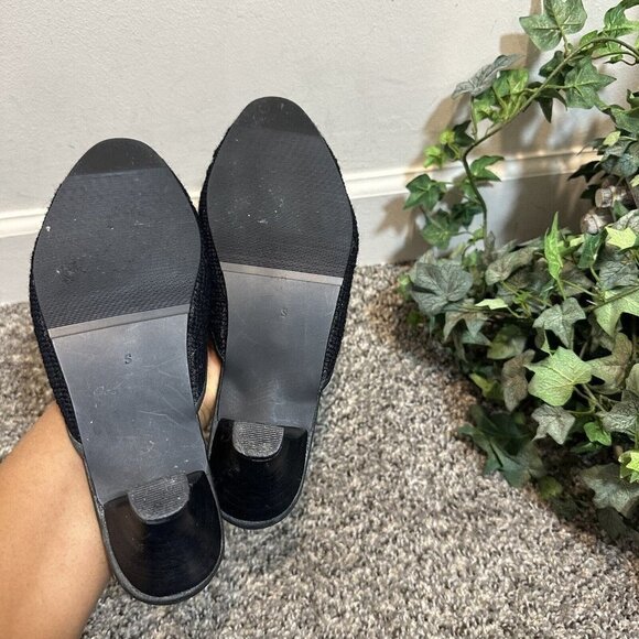 The Larkspur Collection Mule Kitten Heel Black Needlepoint Dragonflies VTG 6.5-7 - Picture 6 of 7